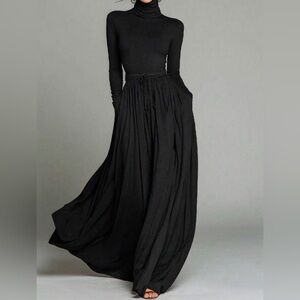 Elegant Black Turtleneck Maxi Dress